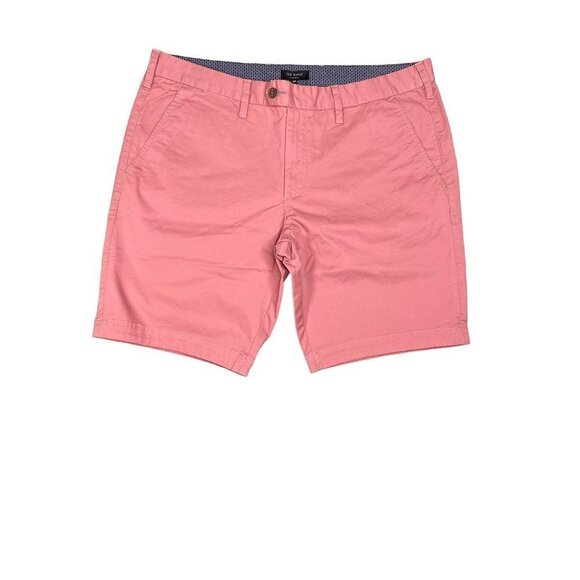 Ted Baker Men's Chino Shorts Pink Flat Front Pockets Stretch Twill 38R New - Picture 2 of 9